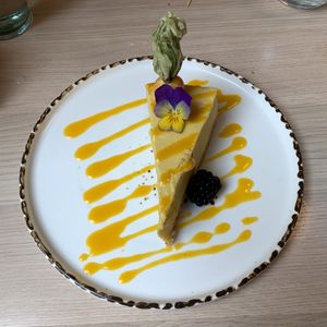 Mango “cheese” cake at Stem & Glory in London