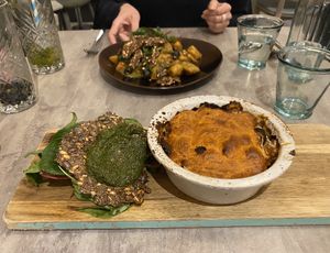 Luxury lasagne and gnocchi dish at Stem & Glory in London