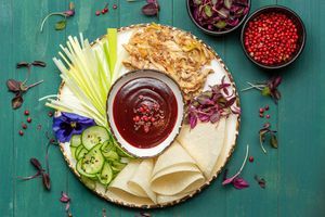 Mock 'duck' pancakes at Stem & Glory in London