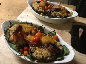 Stuffed Portabella Mushrooms...butternut squash, brown jasmine rice, spinach, veggies at Mezzo Italiano in Cambria