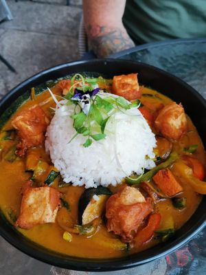 Yellow curry at Bonne Santé in Plymouth