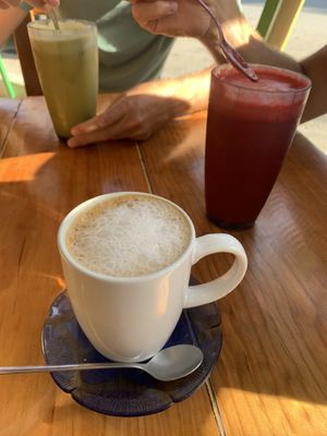 Latte and smoothies  at Amaranto in Tulum
