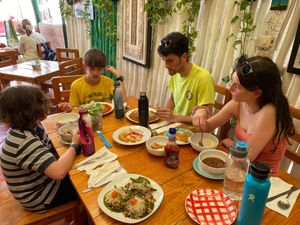 Lots of variety & even plain rice and beans for picky eaters. at Amaranto in Tulum