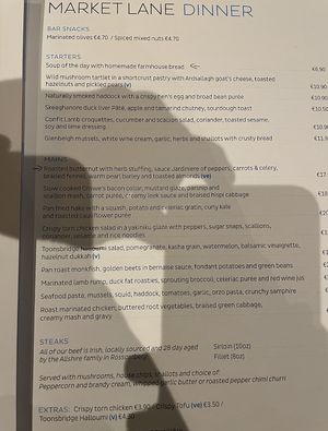 Menu. Although if probably changes often.  at Market Lane in Cork