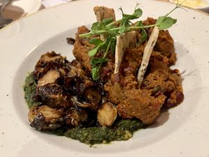 Ratatouille (with beans), Brussels sprouts with pesto, & homemade crackers  at Market Lane in Cork