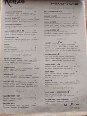 Menu at Kenza in 