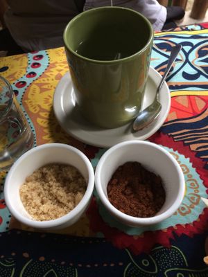 Carob drink (hot) - comes DIY-style, mix to taste 👌🏾 at Imas Vegetarian Restaurant in San Vincente Palawan