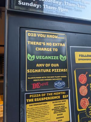 Veganize any pizza at Freak Brothers Pizza in Phoenix