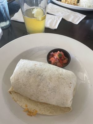 Beyond burrito with beans, rice, lettuce   at Captain Jack's in Lahaina