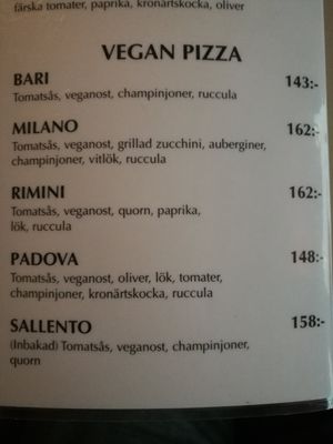 The vegan pizzas at Dolce Vita in Stockholm