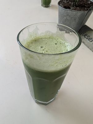 Green goddess juice (cucumber, spinach, ginger, and apple) at Tin Roof Cafe - Langata in Nairobi