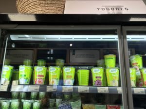 Soy yogurts  at Organic Market - Urgell in Barcelona