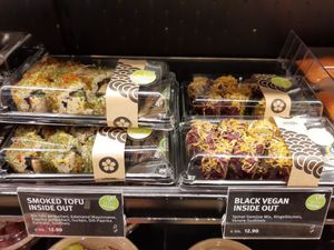 Premade vegan sushi at Yooji's Sushi in Luzern