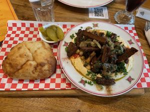 Plant based hummus, amazing!!! at Cafe Landwer - University Ave in Toronto