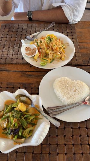 Pad Thai and panang curry  at Sea Gypsea in Koh Yao Noi