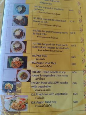 Menu at Yawee in Koh Lanta