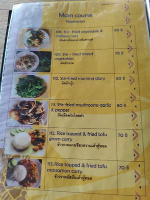 Menu at Yawee in Koh Lanta