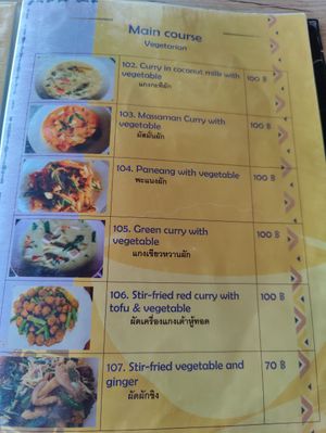 Menu at Yawee in Koh Lanta