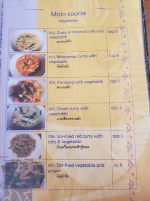 Menu at Yawee in Koh Lanta