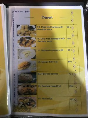 Menu at Yawee in Koh Lanta