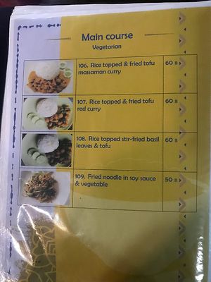 Menu at Yawee in Koh Lanta