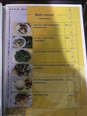 Menu at Yawee in Koh Lanta