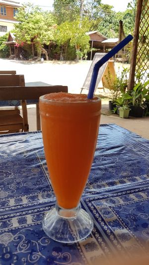 Carrot shakes by request. They didn't have on the menu... really delicious ☺ at Yawee in Koh Lanta