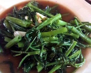 Fried morning glory was great.  at Yawee in Koh Lanta