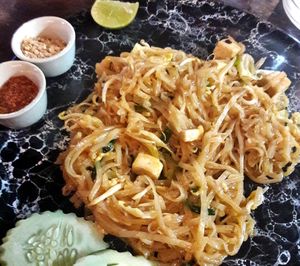 Vegan pad thai (no egg, no fish sauce and off course no chicken or shrimp).  at Yawee in Koh Lanta