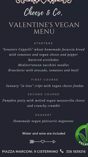 Vegan menu  at Cheese & Co. in Cisternino