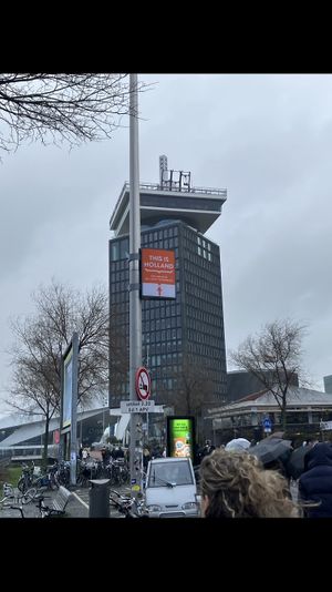 the hostel is exactly next to the tower with the rooftop swing  at Clinknoord in Amsterdam