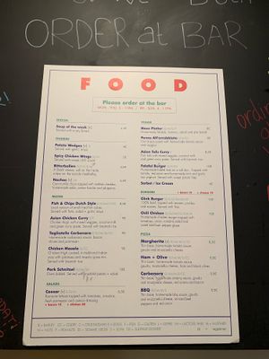 Bar’s menu  at Clinknoord in Amsterdam