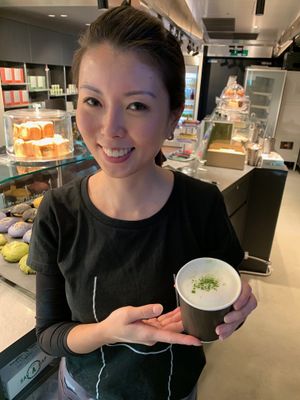 How about an original Matcha Amazake Latte? Vegan of course!  Home made at HealthyTOKYO Cafe & Shop. 100% Vegan of course. at HND - HealthyTOKYO Cafe & Shop - T2 in Tokyo