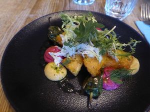 Colourful dish at Rataskaevu 16 in Tallinn