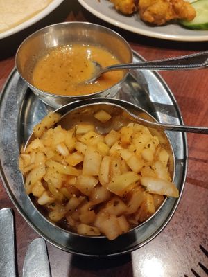 Poppadum dips at Taal Indian Restaurant in Strathaven
