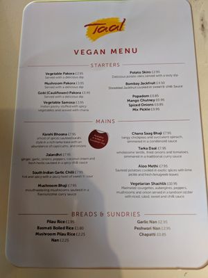 The Jackfruit, Califlower Pakora, Tarka Daal and Garlic Naan and my favourites. at Taal Indian Restaurant in Strathaven