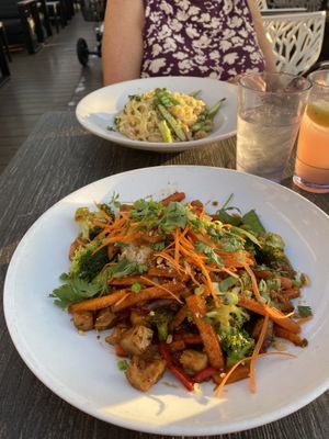 Front one is stir fry; the back one is mushroom fettuccini; both were delicious!  at CRAVE in Minneapolis
