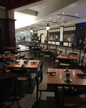 Mall side seating at CRAVE in Bloomington