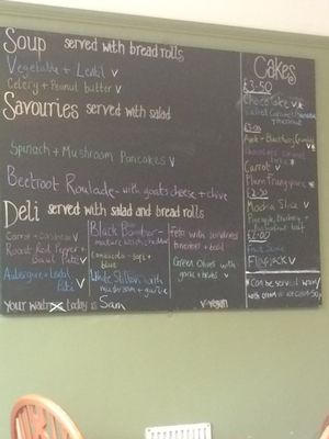 Example of daily menu (September 2017). at The Green Way Cafe in Matlock