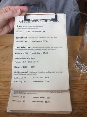 Options as of September 2017 at The Green Way Cafe in Matlock