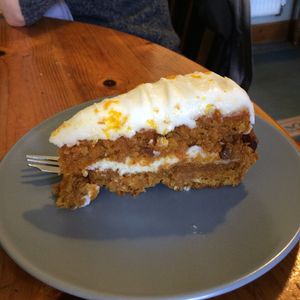 Vegan carrot cake. at The Green Way Cafe in Matlock