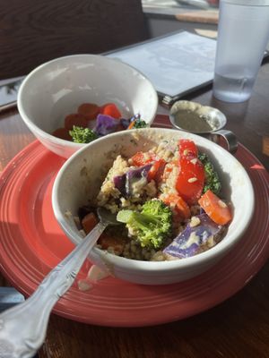 Steamed veggies and rice  at Wildflower Cafe and Bakery in Arcata
