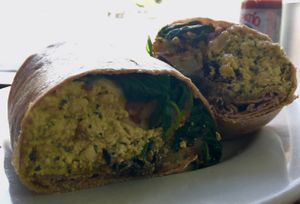 breakfast burrito sub tofu scramble at Wildflower Cafe and Bakery in Arcata