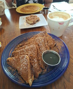 French toast, coffee cake, and pancakes at Wildflower Cafe and Bakery in Arcata
