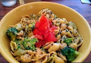 Vegan mac and cheese with broccoli!! at Wildflower Cafe and Bakery in Arcata