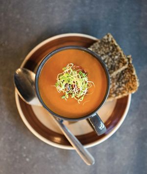 Tomato soup  at Criollo Chocolate Café in Drammen