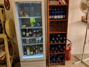 bottles (many plastic) and chilled selection at Le Spighe in Venice