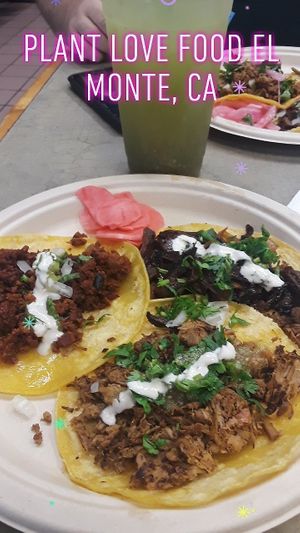 3 taco plate at Plant Love Food in El Monte