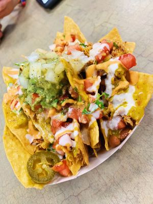 Jackfruit nachos  at Plant Love Food in El Monte