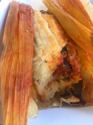 tamal rojo at Plant Love Food in El Monte